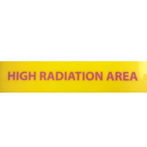 HIGH RADIATION AREA  Solar Grade Polycarbonate 1.625" x 8"  Purple on Yellow